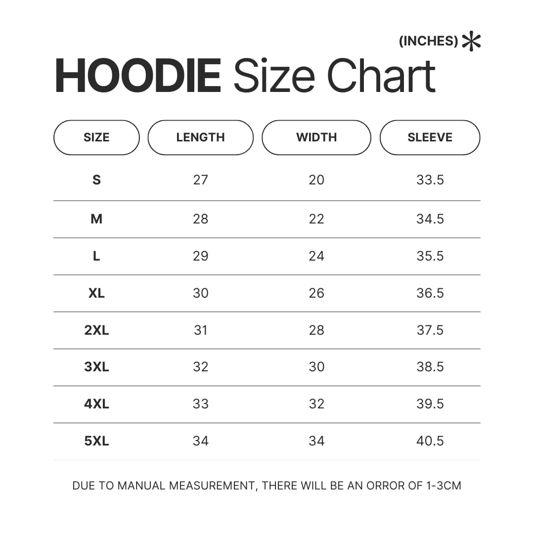 Hoodie Size Chart - Disco Elysium Shop
