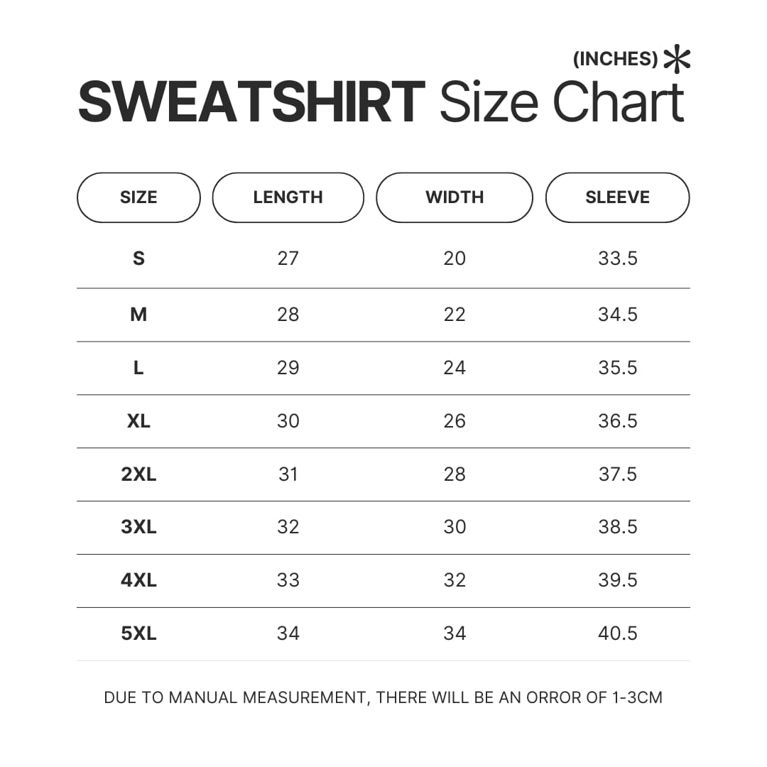 Sweatshirt Size Chart - Disco Elysium Shop