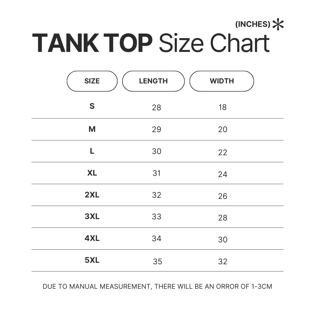 Tank Top Size Chart - Disco Elysium Shop